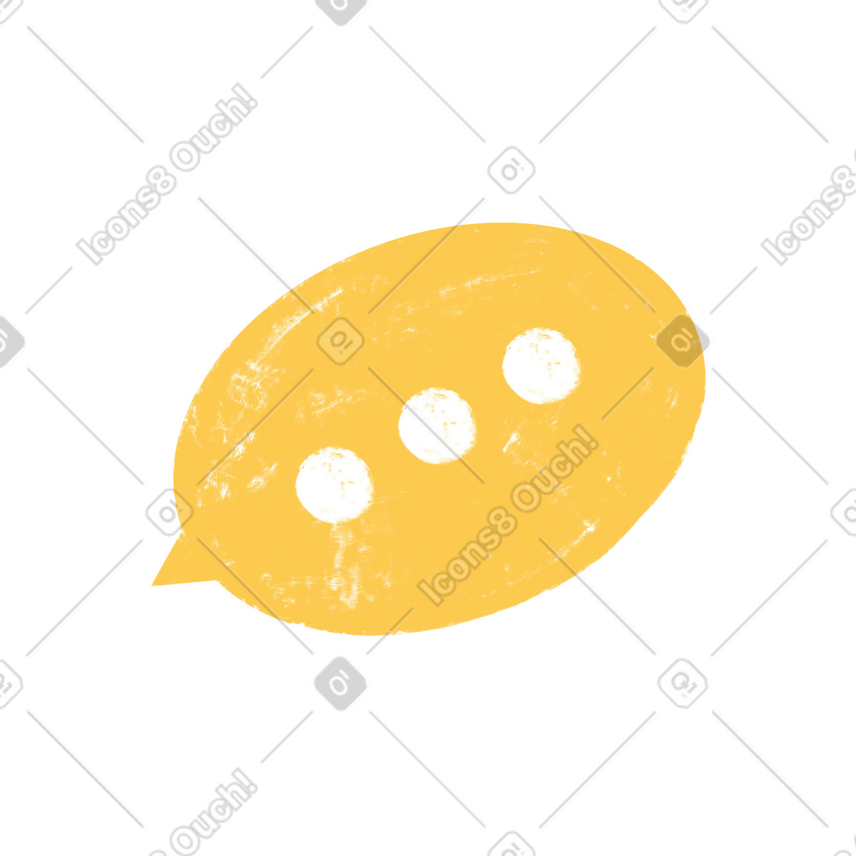 Yellow speech bubble with dots-Illustration im Chalky-Stil als Download in PNG, SVG