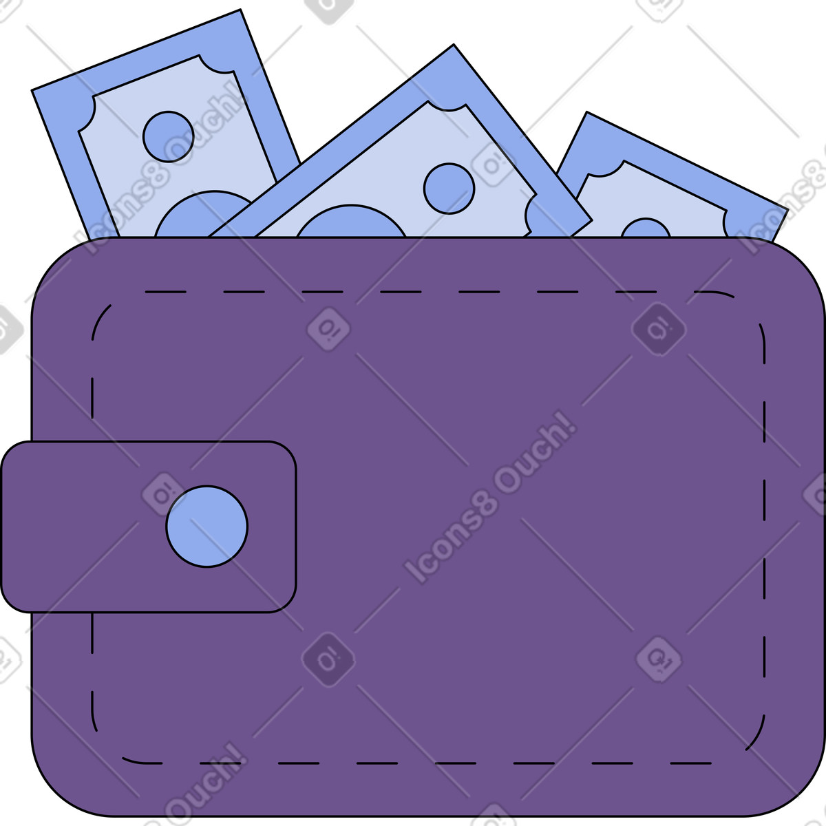 Wallet with money illustration in Bloom style download in PNG, SVG