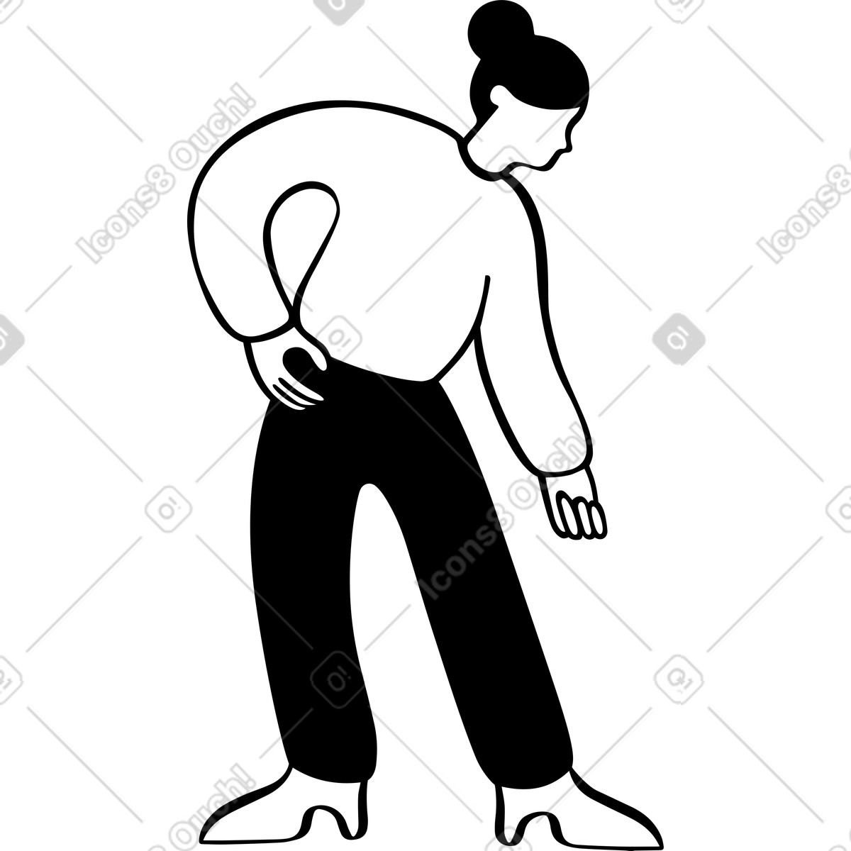 Woman bent over illustration in Journal style download in PNG, SVG