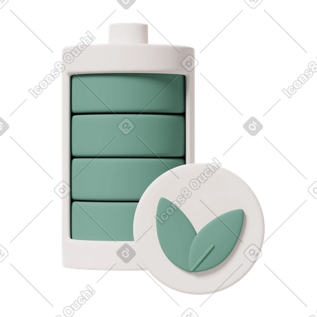 3D Eco battery illustration in Ecology Casual life style download in PNG, SVG
