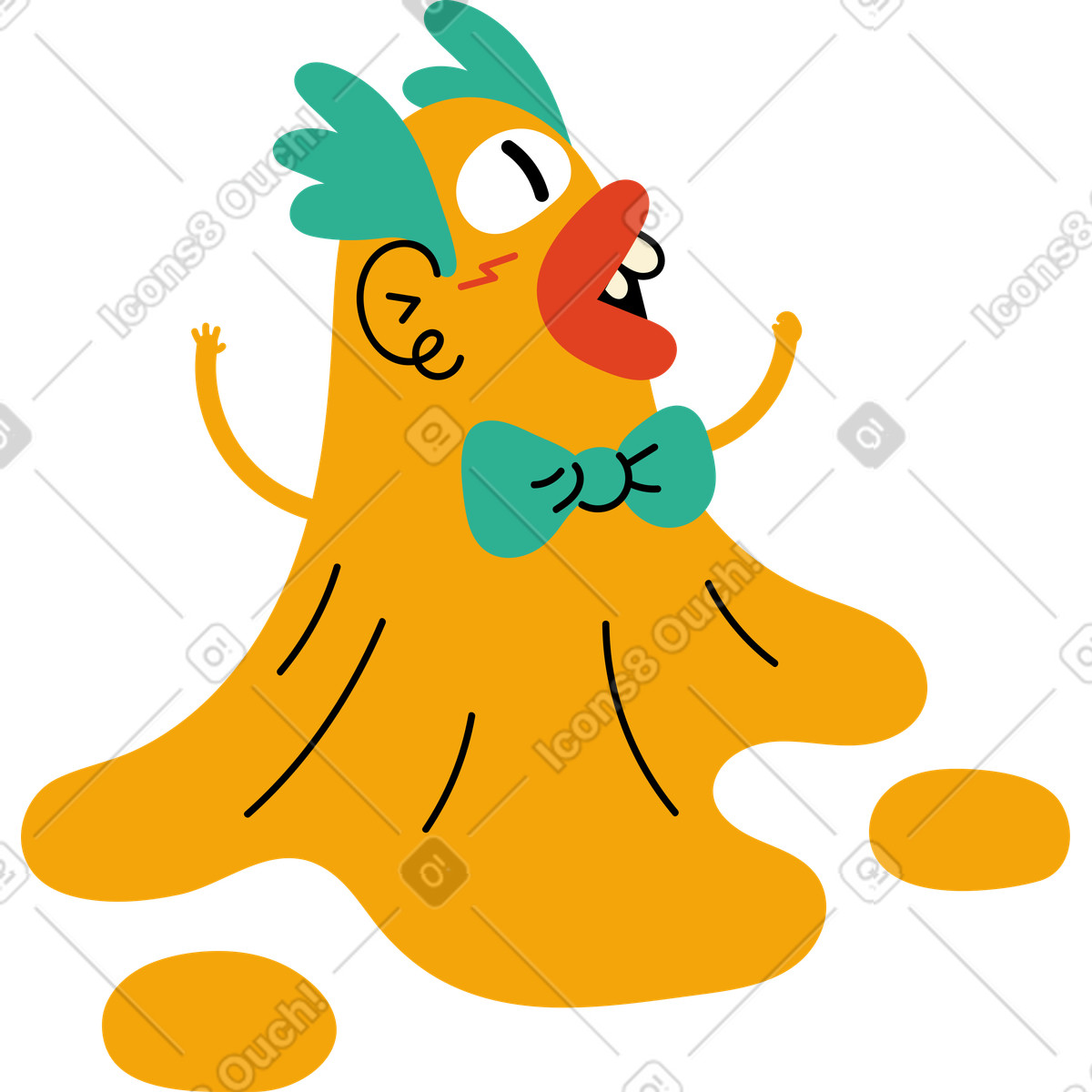 Yellow one-eyed character with a tie illustration in Jelly style download in PNG, SVG