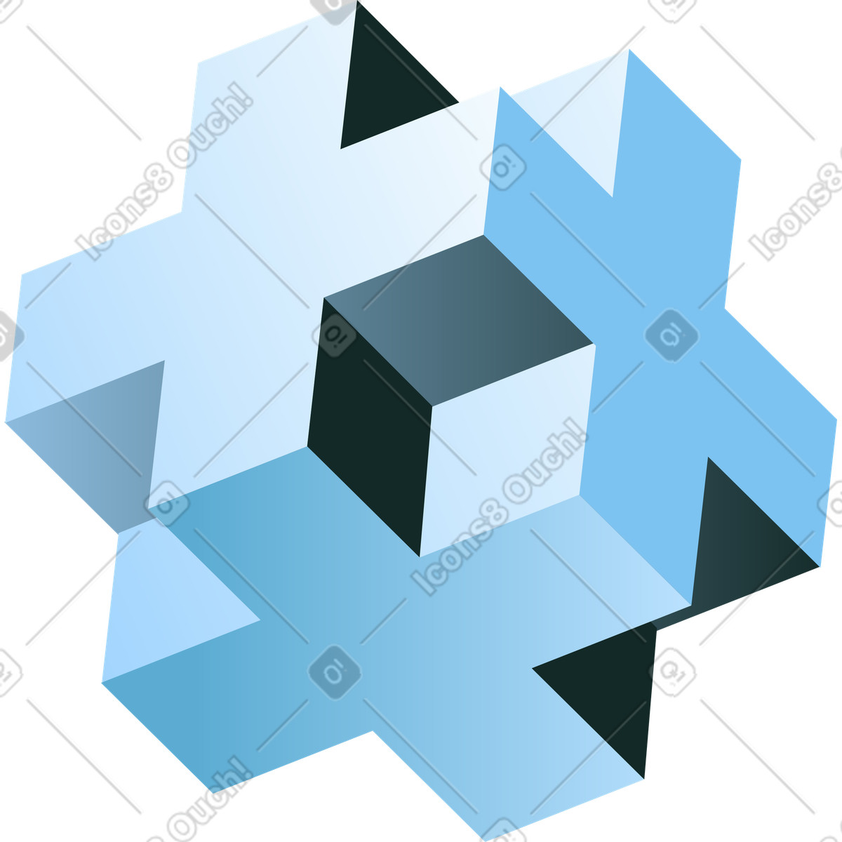 Illustration Signe plus tridimensionnel dans le style Concept à télécharger aux formats PNG, SVG