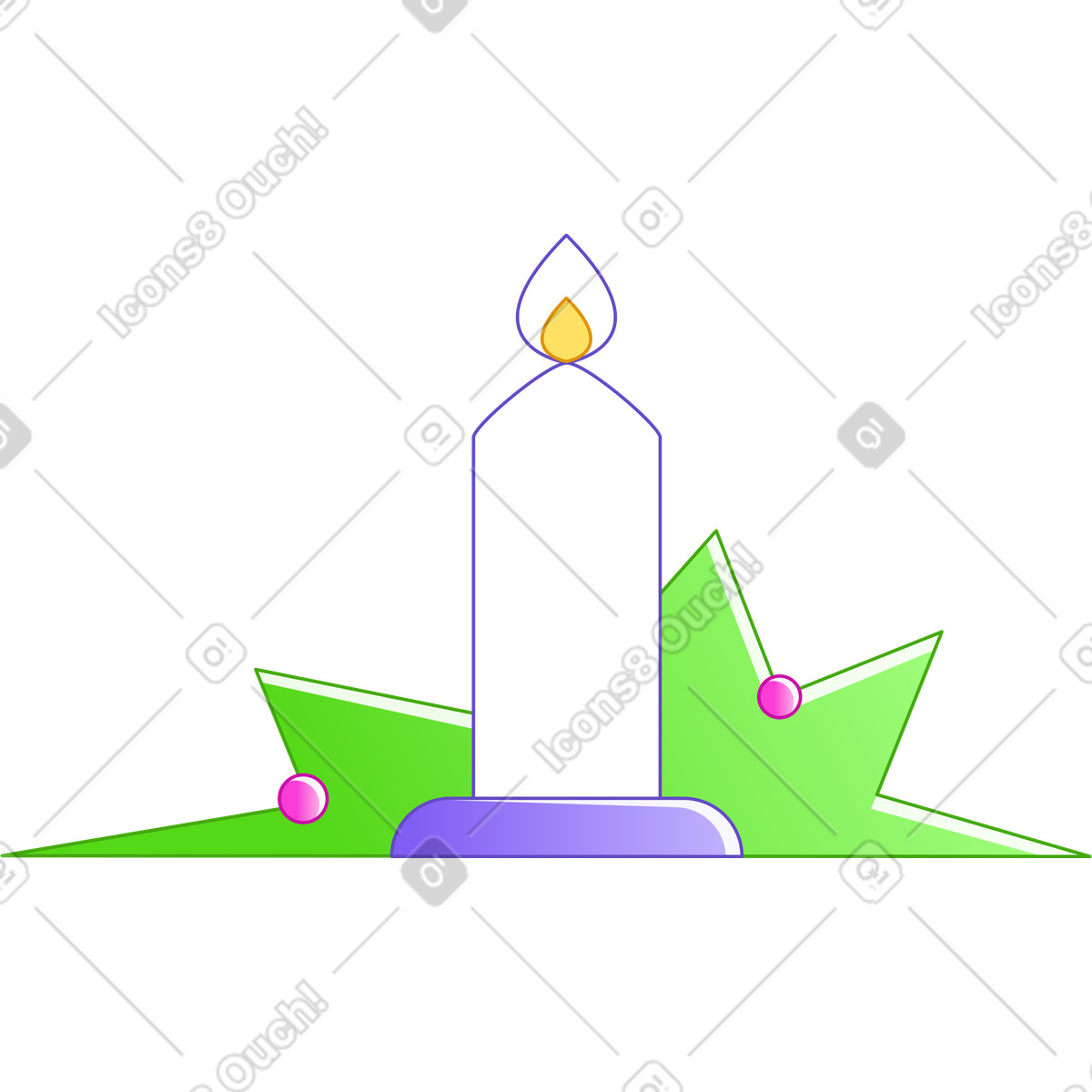 Weihnachtskerze-Illustration im Rainbow-Stil als Download in PNG, SVG