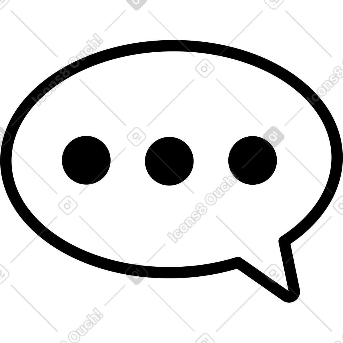Notion Line Art スタイルの Speech bubble ellipsis icon for chat and messaging silence のイラストをPNG、SVG形式でダウンロード