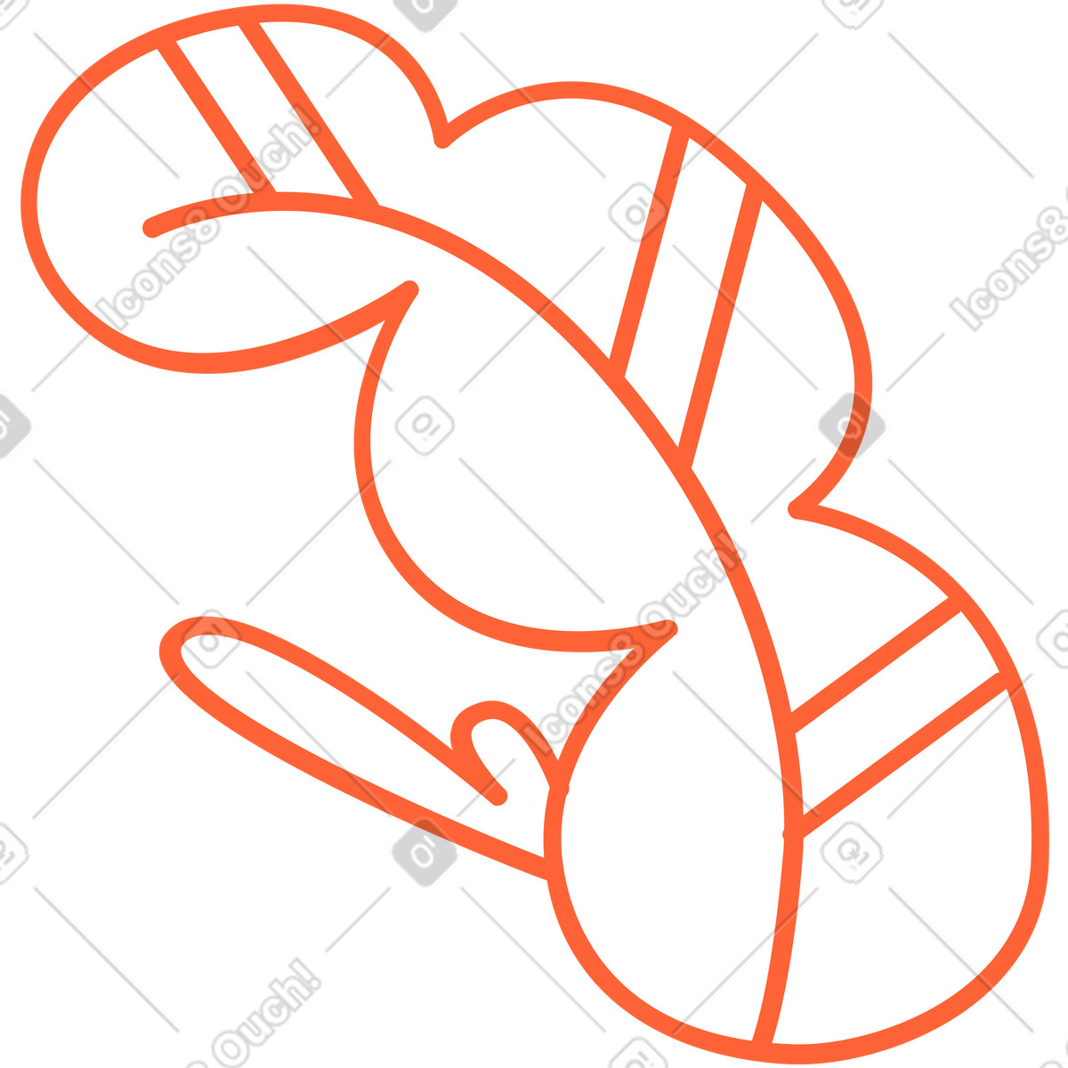 Ilustração de Curved vein leaf with red outline em no estilo Crayon para baixar em PNG, SVG