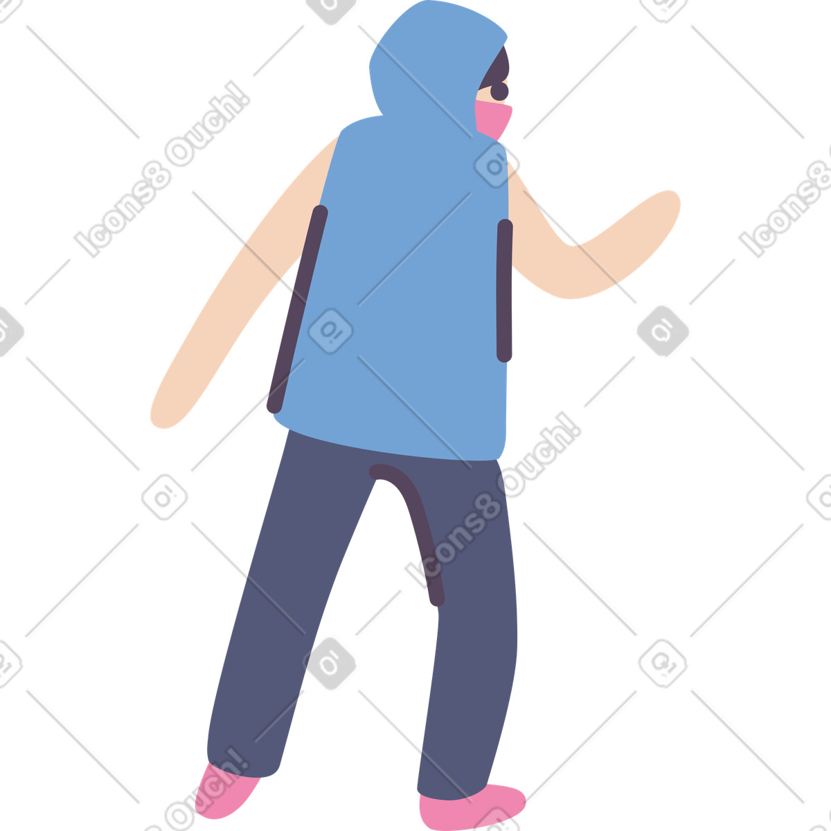 Illustration Hooded man with mask dans le style Pluto à télécharger aux formats PNG, SVG