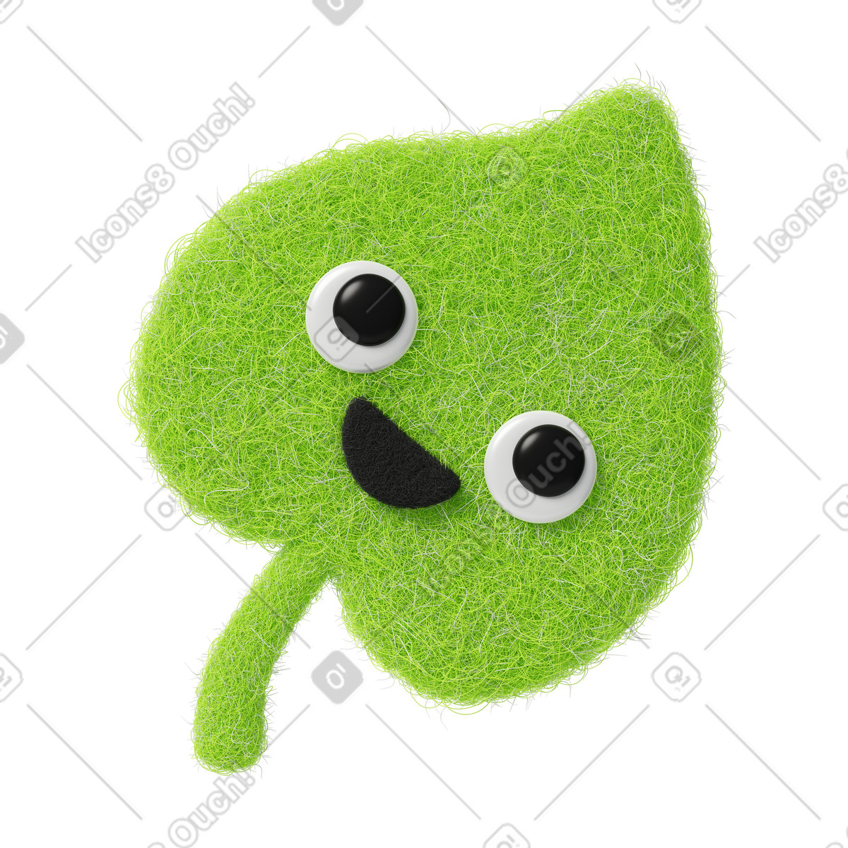 Green Leaf illustration in Fuzzy style download in PNG, SVG