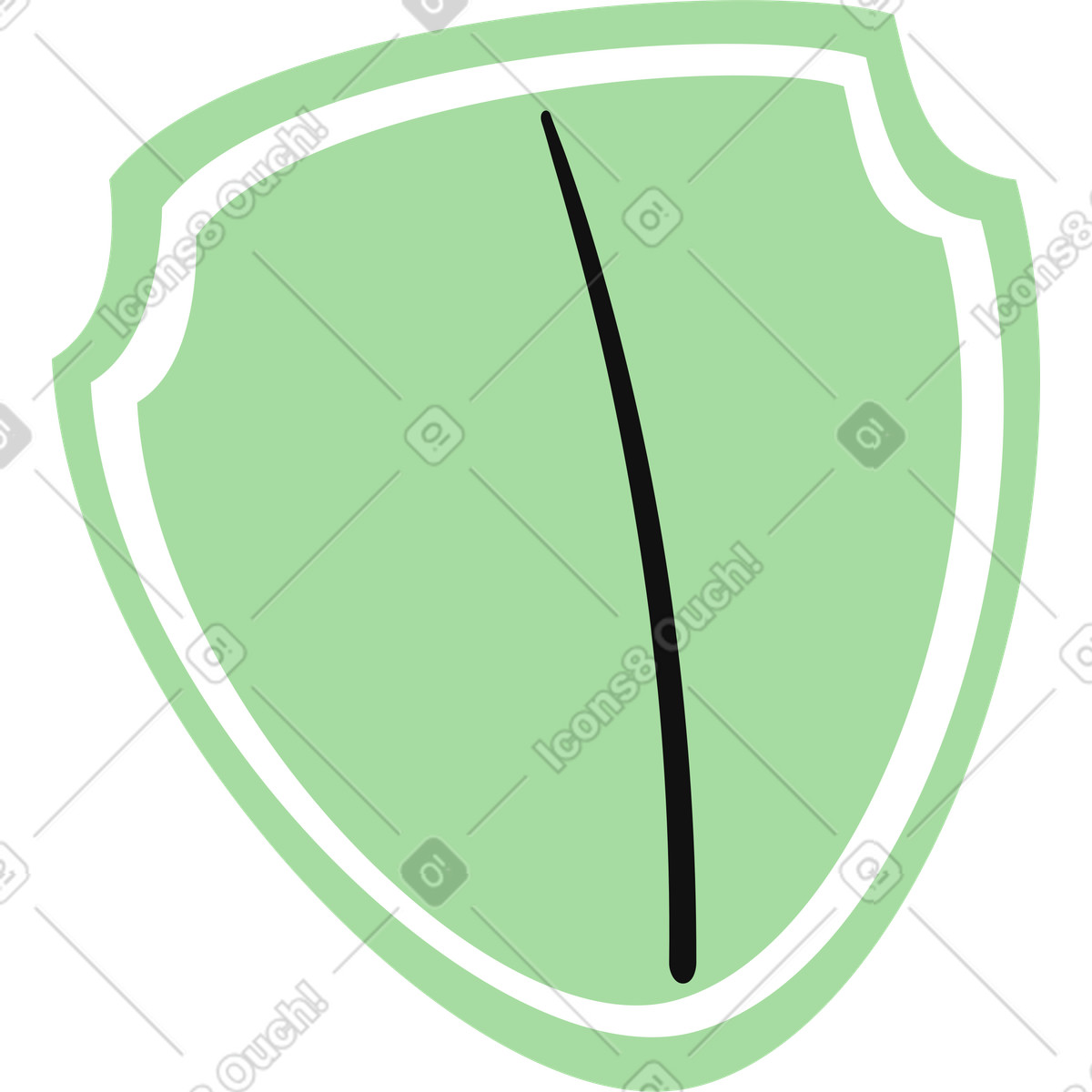 Organic 스타일의 Shield emblem with green leaf shape and protective outline border 일러스트레이션 PNG, SVG 다운로드