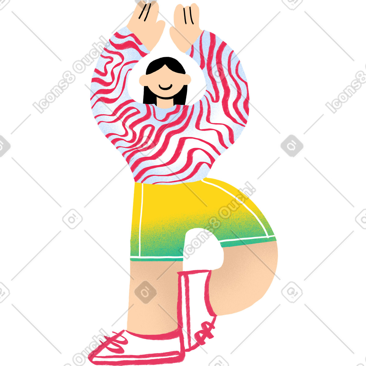 Woman doing standing yoga pose illustration in Bonny style download in PNG, SVG