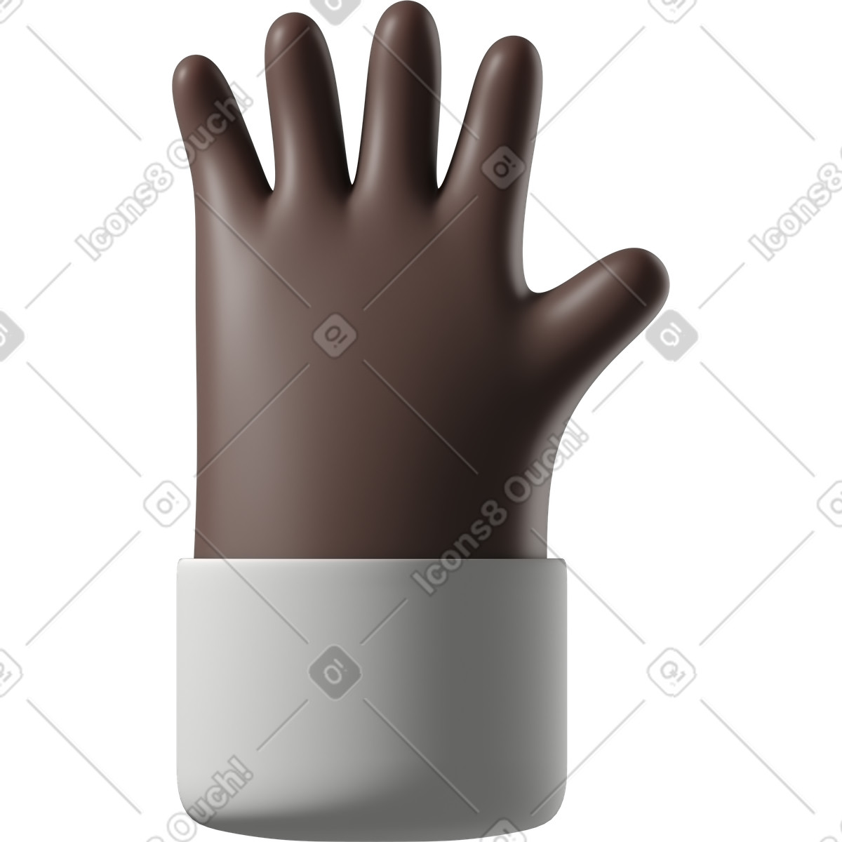 Ilustración Piel negra agitando la mano con los dedos extendidos en estilo 3D Hands Fun&Wild a descargar en PNG y SVG