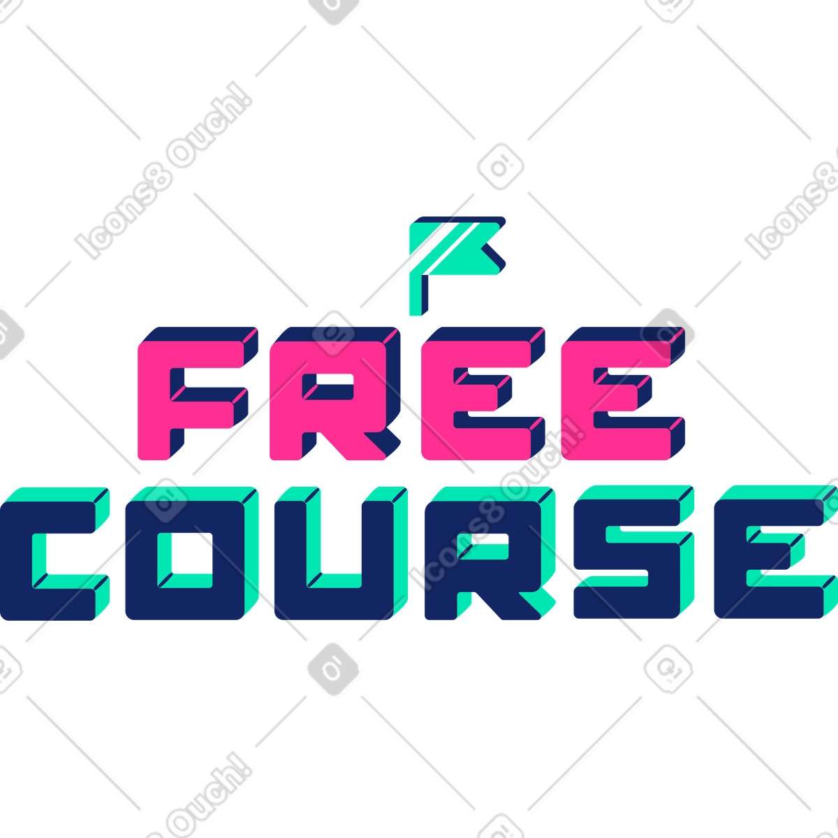 Cyborg スタイルの Multicolored lettering free course のイラストをPNG、SVG形式でダウンロード