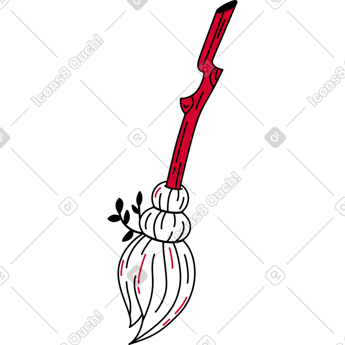 Witch's broom illustration in Ruby style download in PNG, SVG