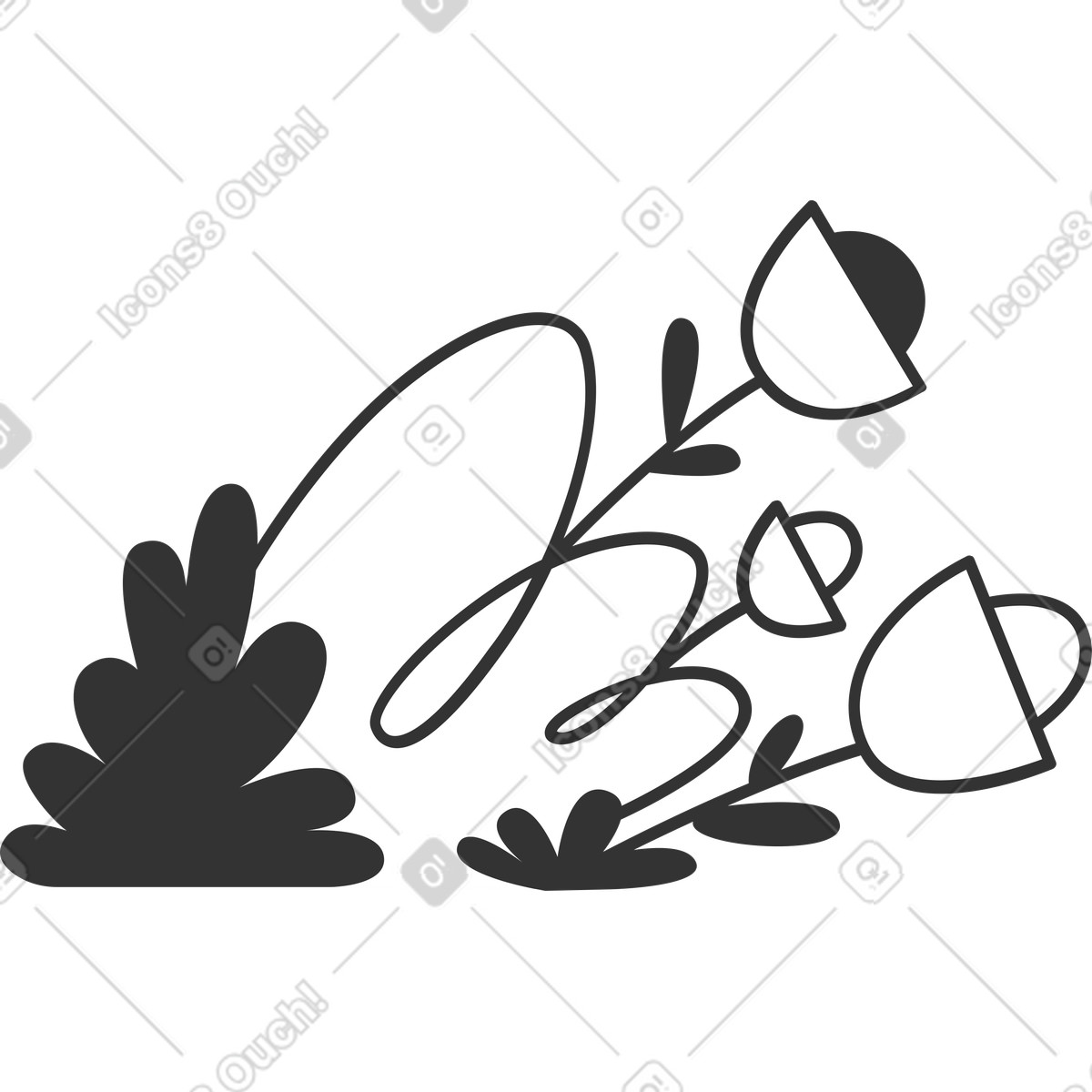 Fiore illustrazione in stile Crayon scarica in PNG, SVG