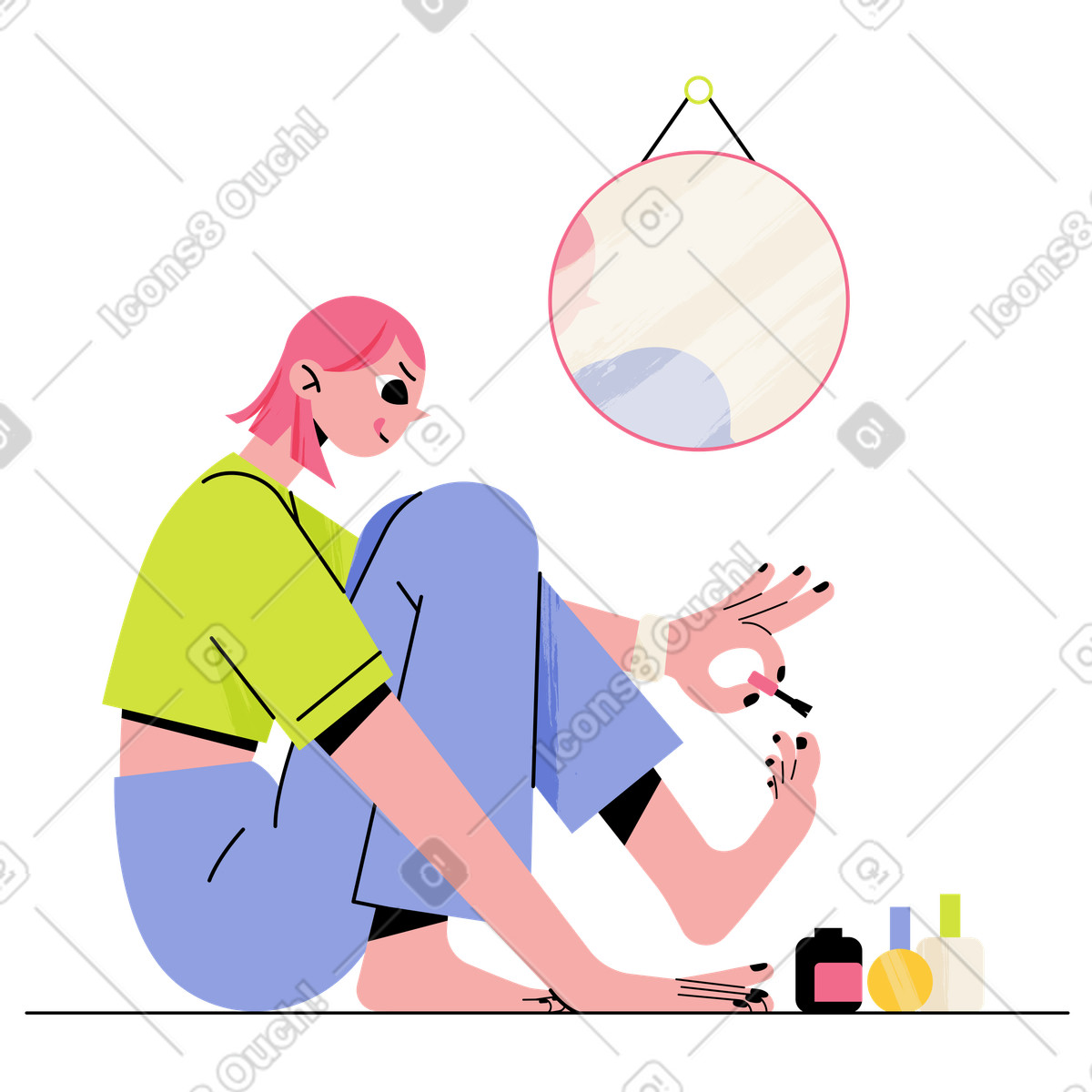 Juicy 스타일의 Doing pedicure, Beauty routine and relaxation at home 일러스트레이션 PNG, SVG 다운로드