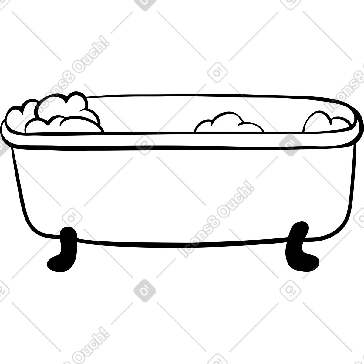 Badewanne-Illustration im Journal-Stil als Download in PNG, SVG