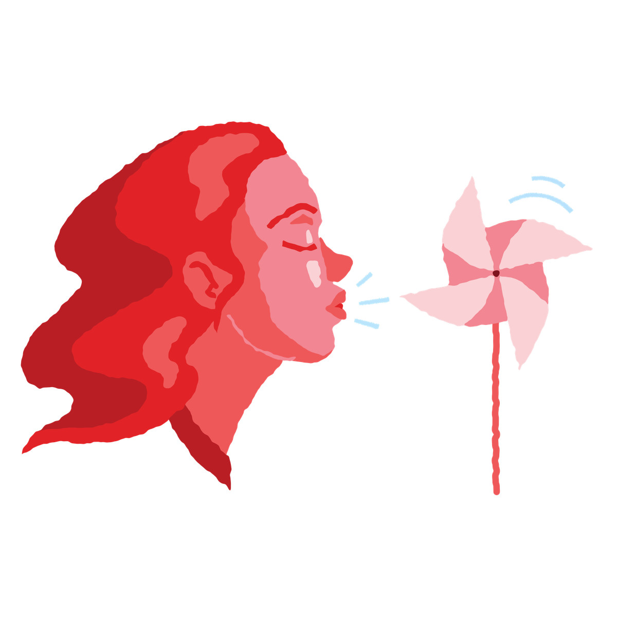 Ilustración Woman blowing on a windmill toy en estilo Cherry descargar en PNG y SVG