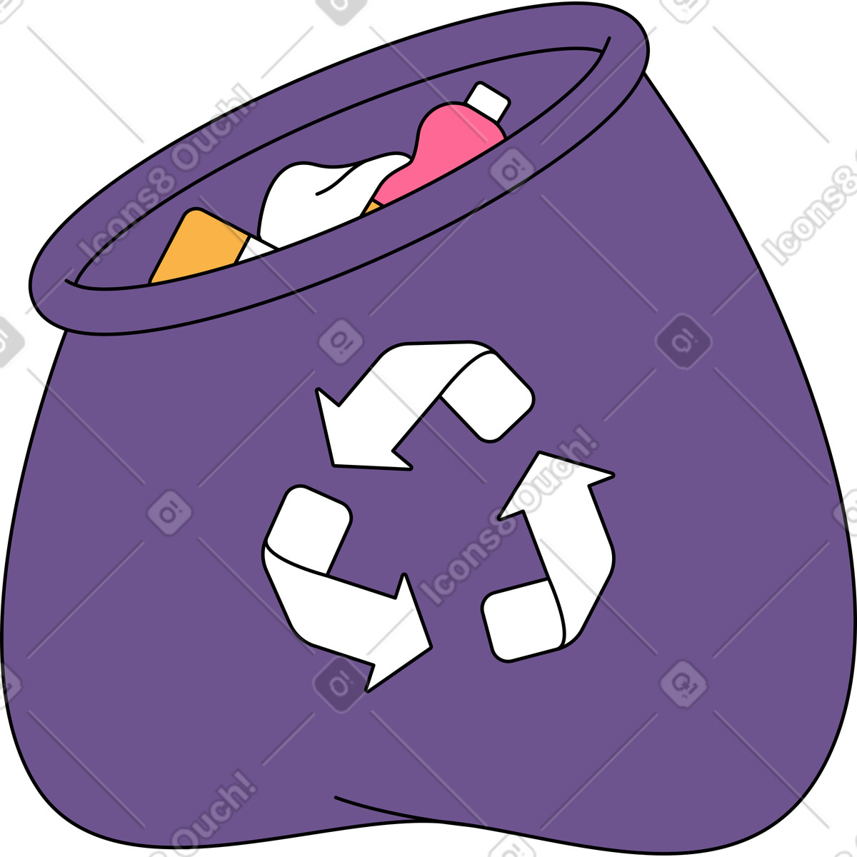 Refuse bag illustration in Bloom style download in PNG, SVG
