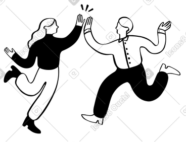 Man and woman giving each other high five  PNG, SVG