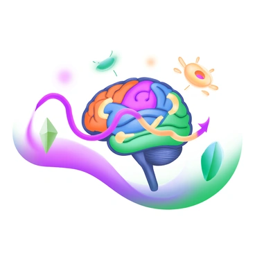 A modern pastel illustration depicting a detailed, colorful representation of the limbic system. The limbic system is shown as a stylized brain structure, with vibrant waves of colors flowing through its interconnected parts. Each color represents different emotions, such as red for excitement, blue for calmness, and yellow for happiness. Surrounding the brain are soft, flowing shapes that echo the movement of the colors, creating a sense of dynamic energy. The overall composition is harmonious, with a blend of pastel tones creating a visually engaging depiction of emotional expression.
