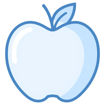 An apple with a small leaf on its stem.