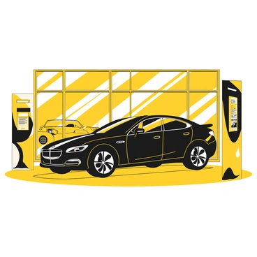 A sleek, new car model displayed in a brightly lit showroom