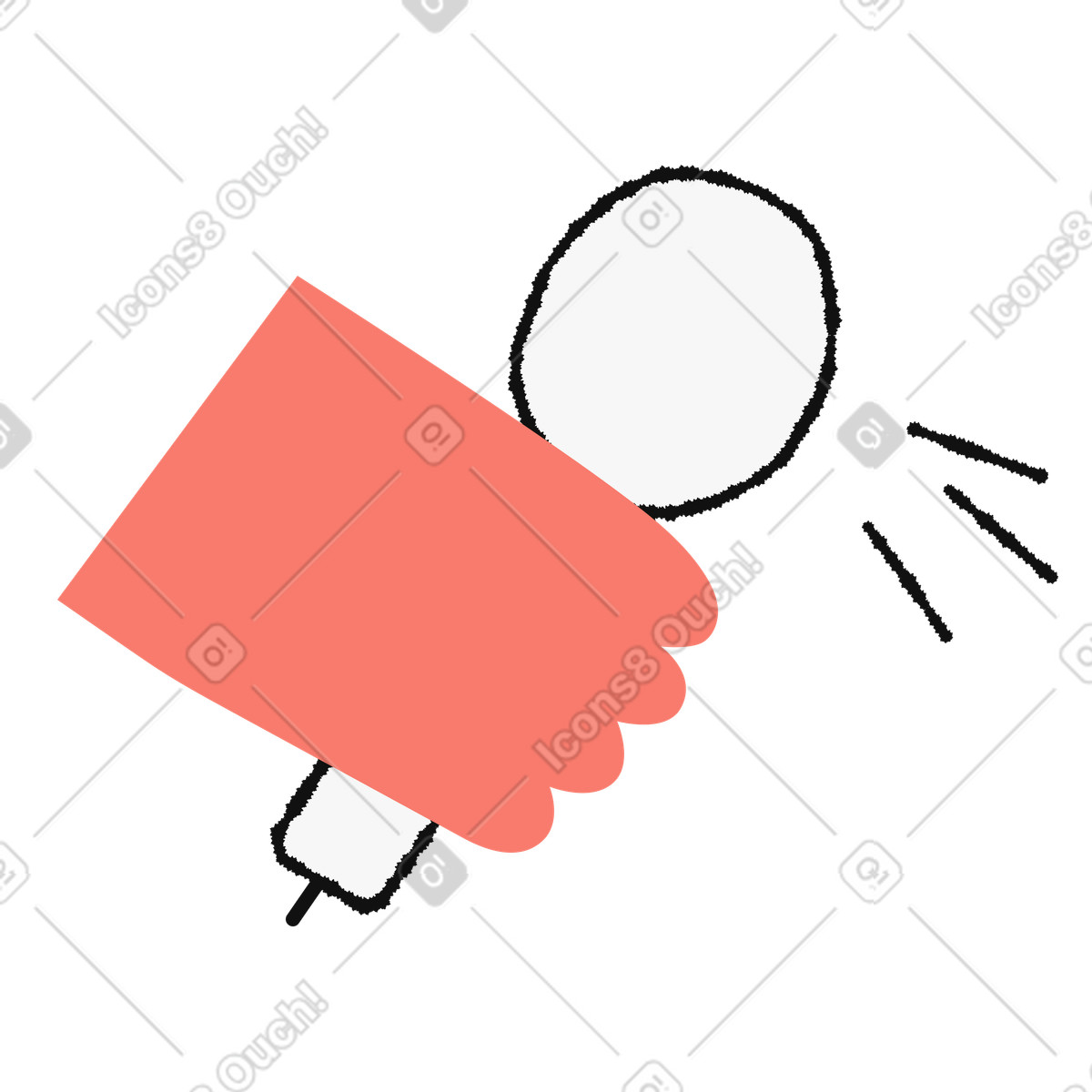 Hand holding microphone with sound lines emphasizing speech-Illustration im Bold People-Stil als Download in PNG, SVG