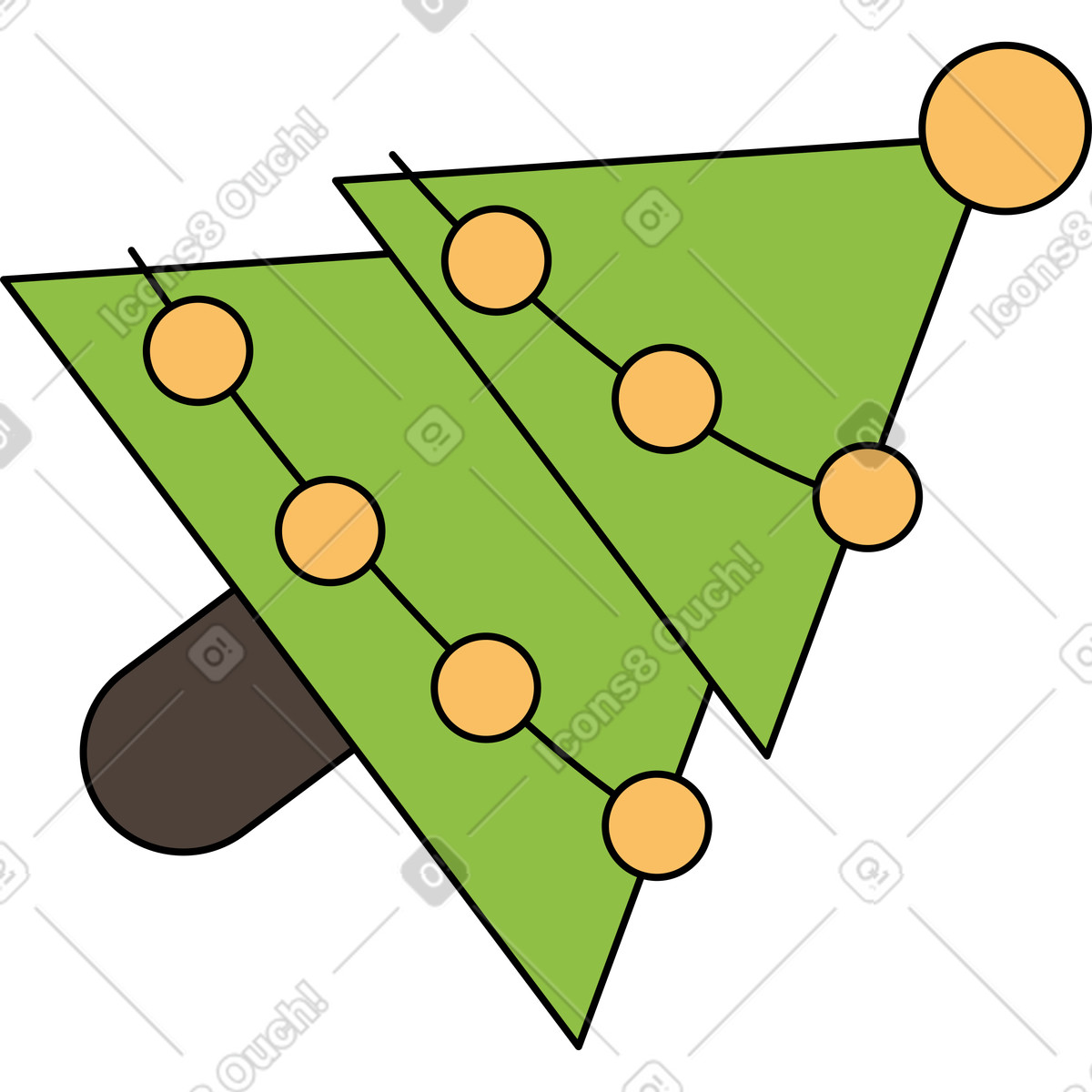 Sitcom スタイルの Fallen Christmas tree のイラストをPNG、SVG形式でダウンロード