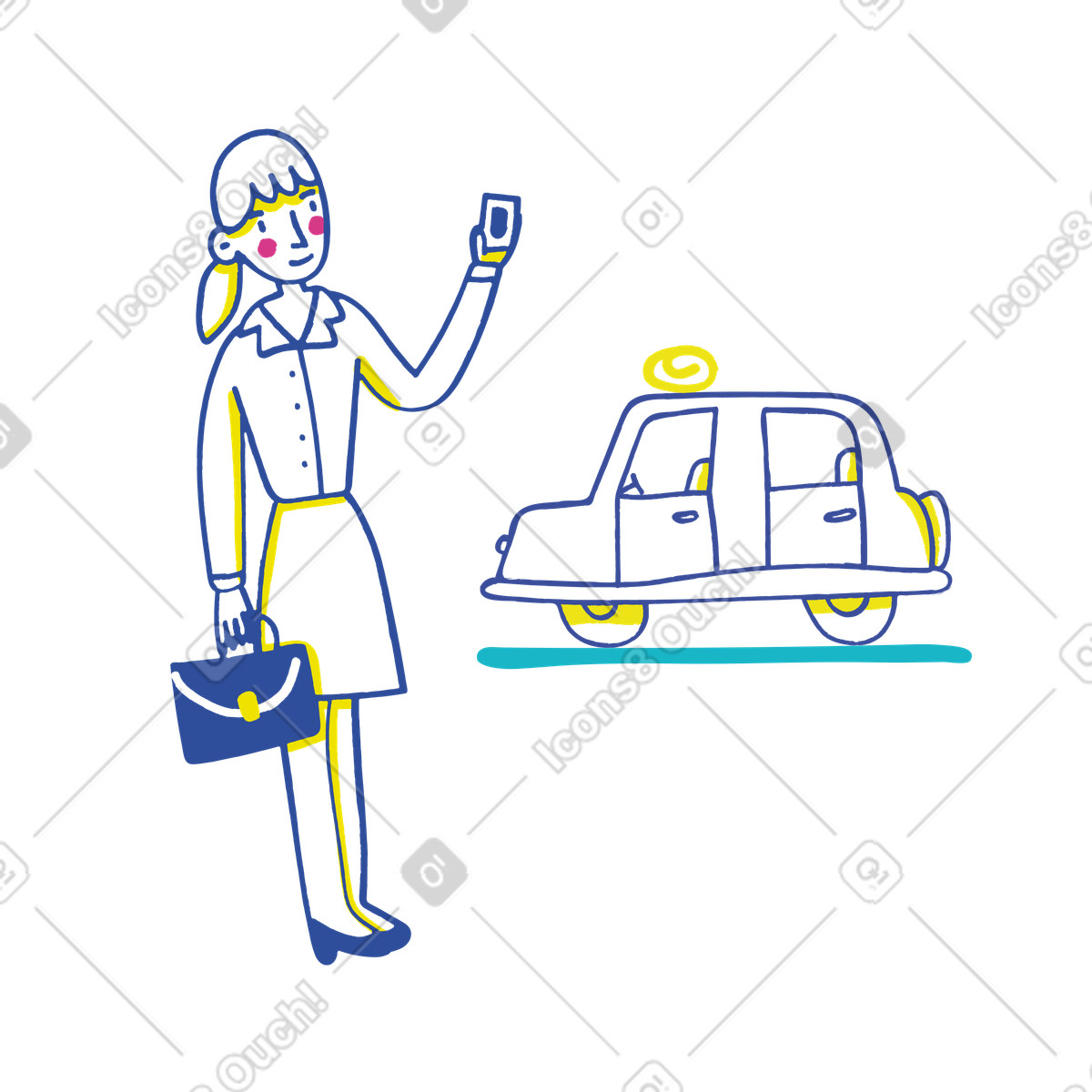 Calling a taxi illustration in Lime style download in PNG, SVG