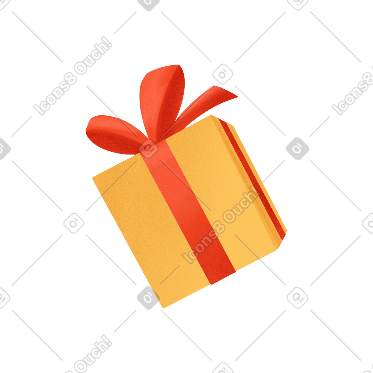 Ilustración Yellow gift box with red ribbon en estilo Gleam a descargar en PNG y SVG