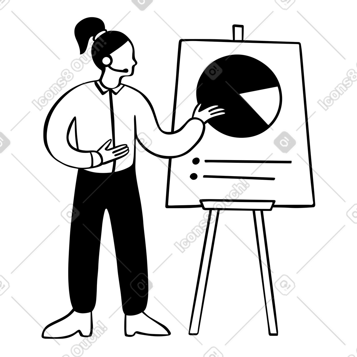 Illustration Femme d'affaires faisant une présentation dans le style Journal à télécharger aux formats PNG, SVG