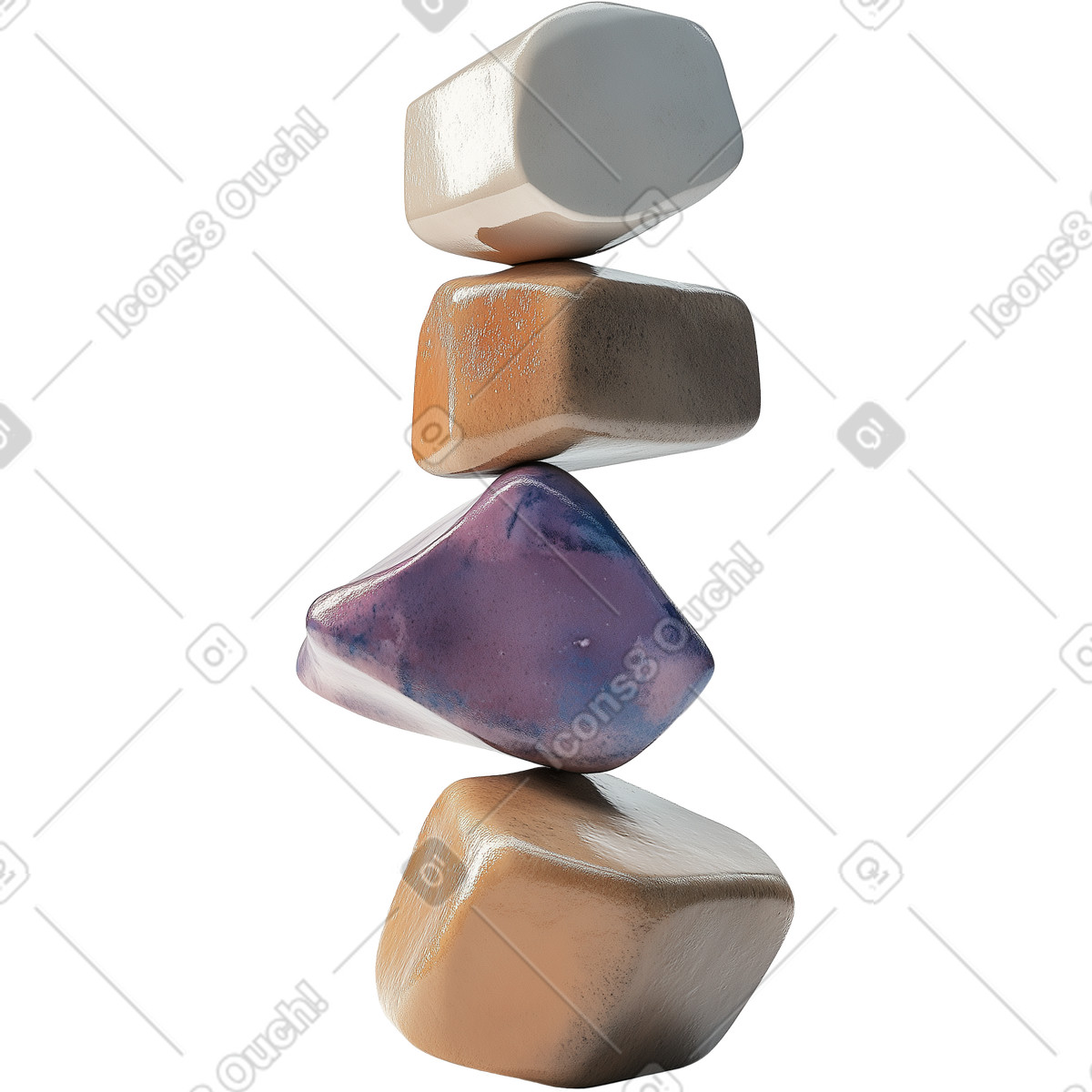Abstrakte 3d-skulptur aus keramikblöcken-Illustration im Experimental-Stil als Download in PNG, SVG