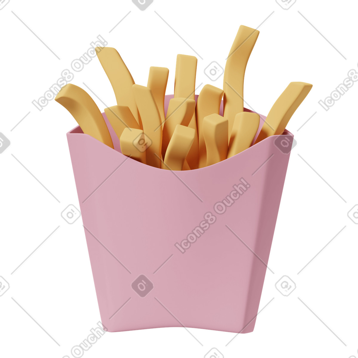 French fries illustration in 3D Casual life style download in PNG, SVG