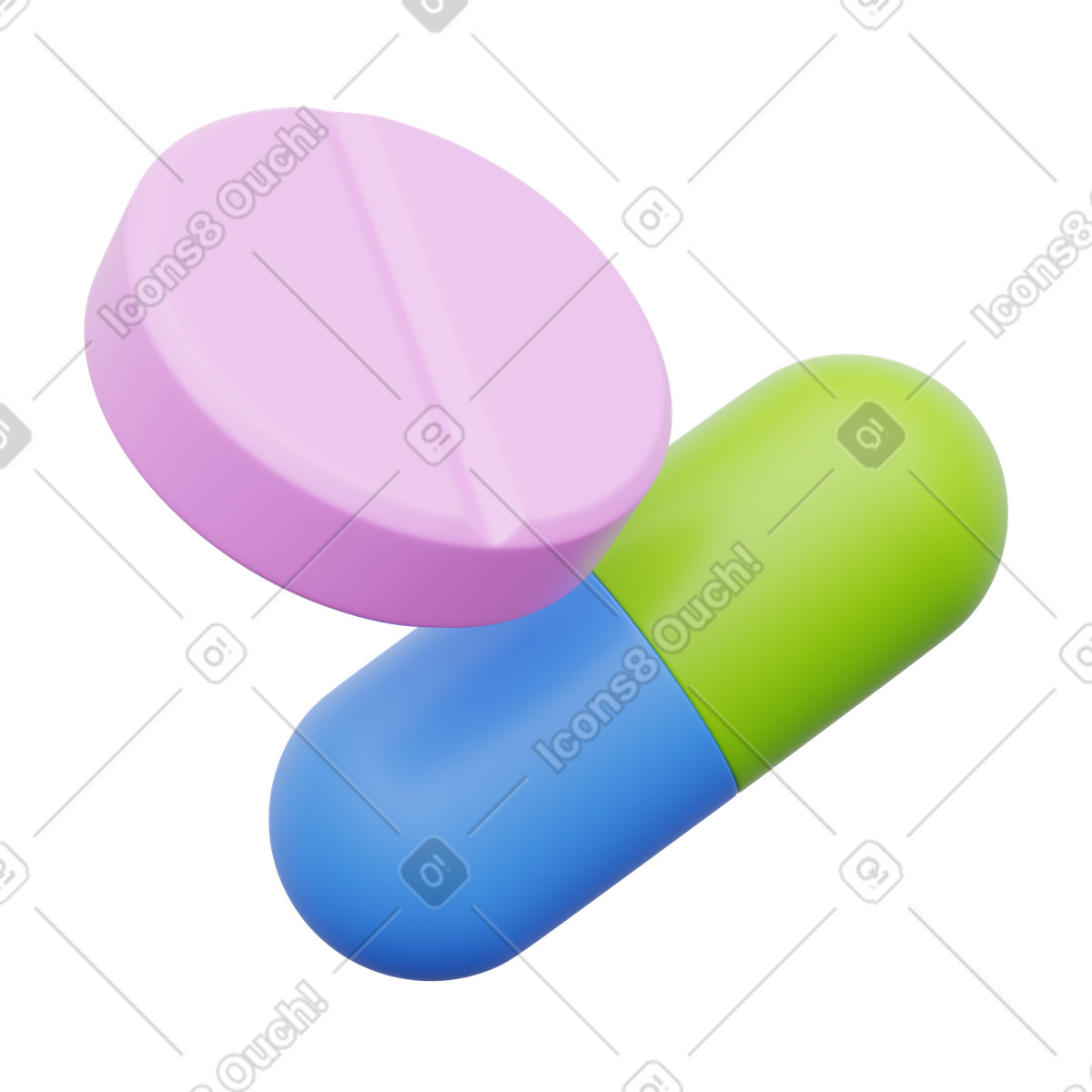 3D Playful 스타일의 Pill capsule and tablet representing daily prescription medication regimen management 일러스트레이션 PNG, SVG 다운로드