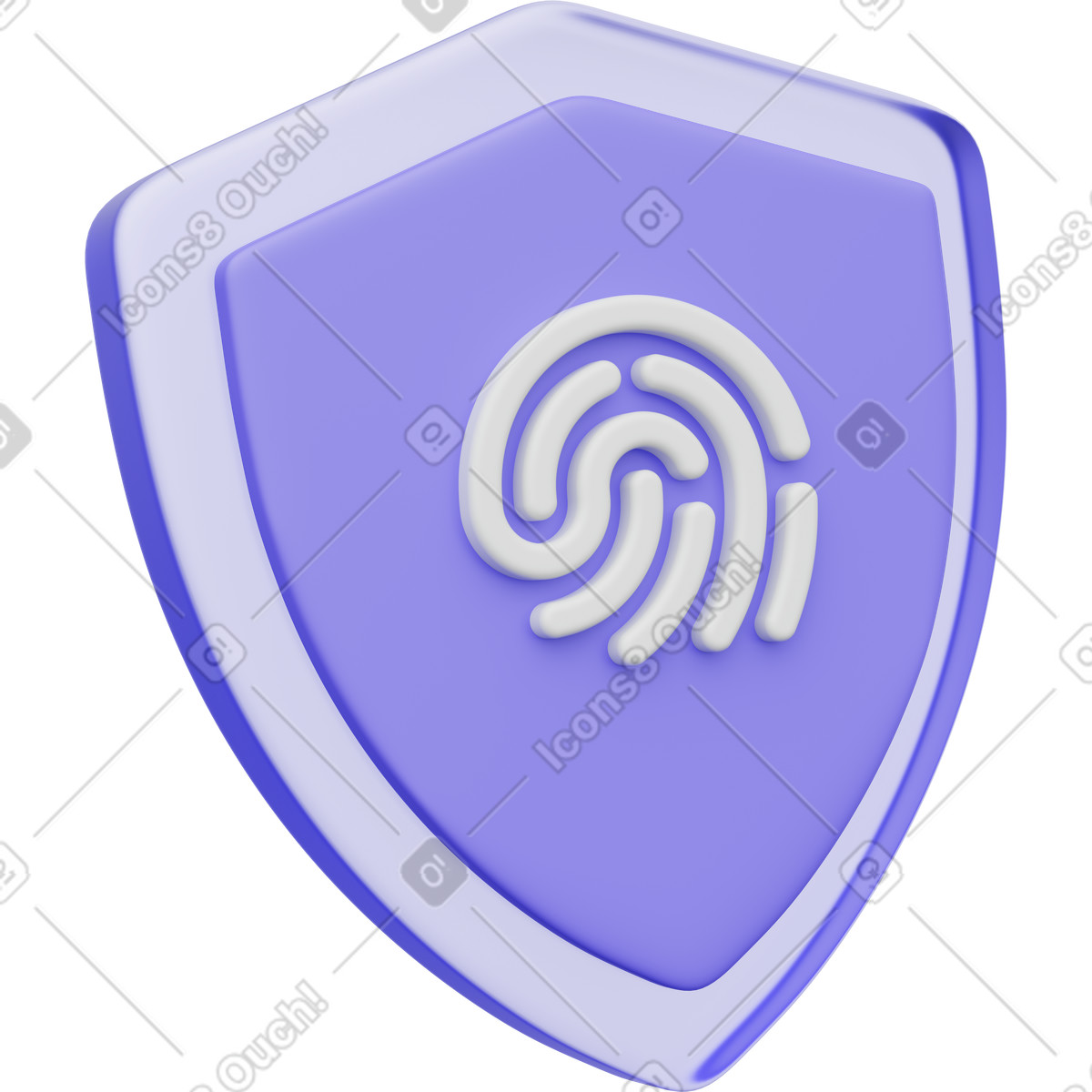 Fingerprint shield icon, biometric login security illustration in 3D Playful style download in PNG, SVG