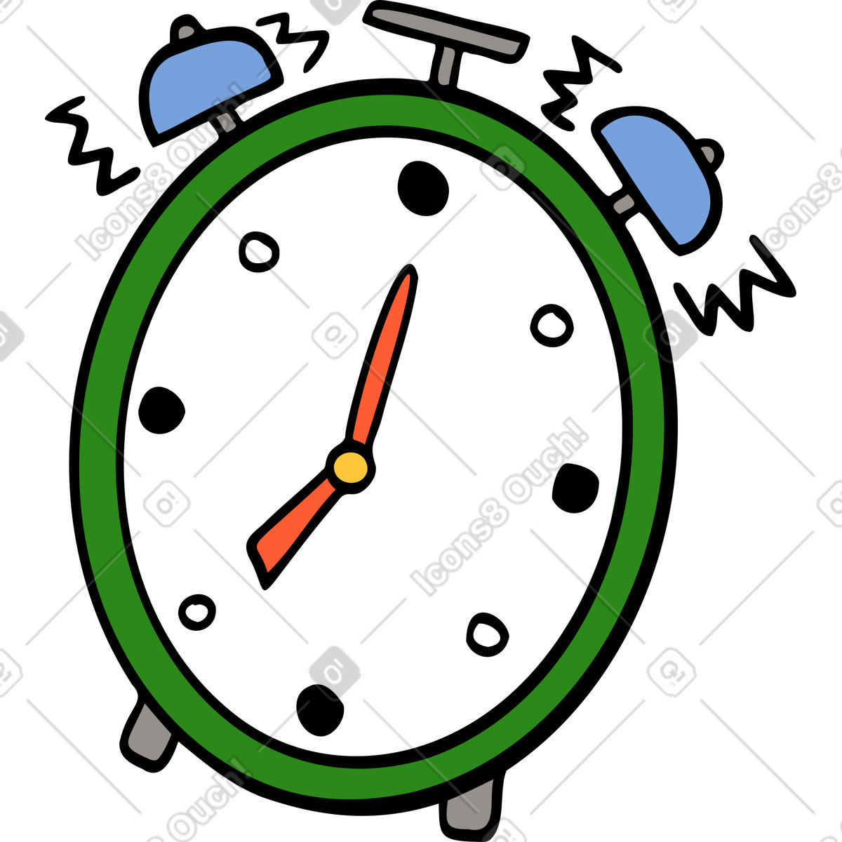 Ringing alarm clock illustration in Comic style download in PNG, SVG
