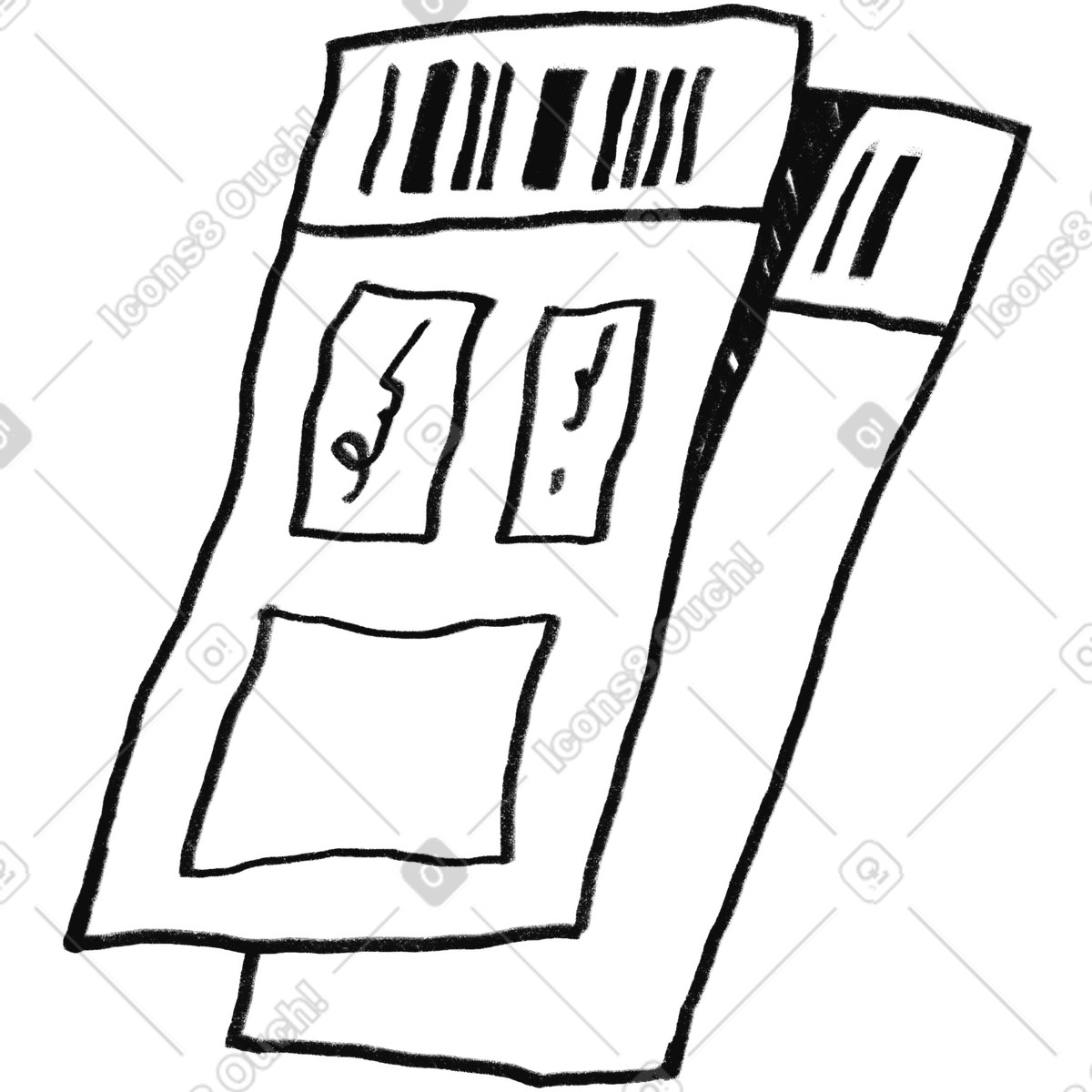Minimal black line tickets illustration in Experimental style download in PNG, SVG