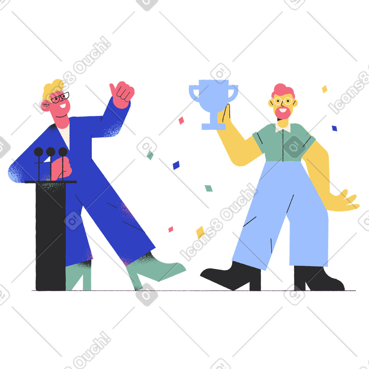 Illustration Gagner un prix dans le style Pablo à télécharger aux formats PNG, SVG