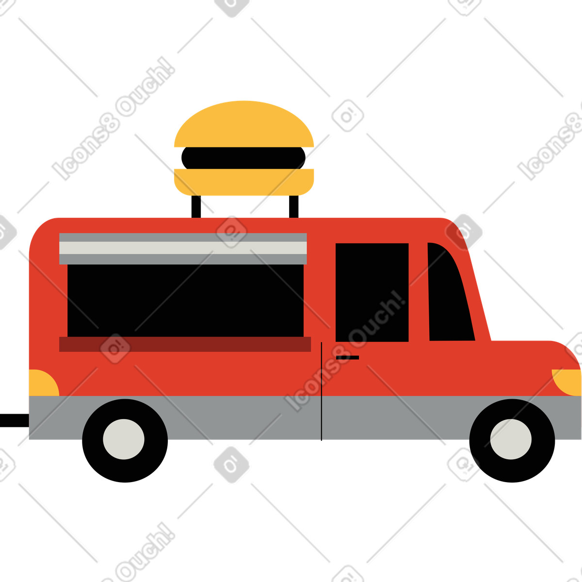 Ilustração de Caminhão comida em no estilo Burgundy para baixar em PNG, SVG