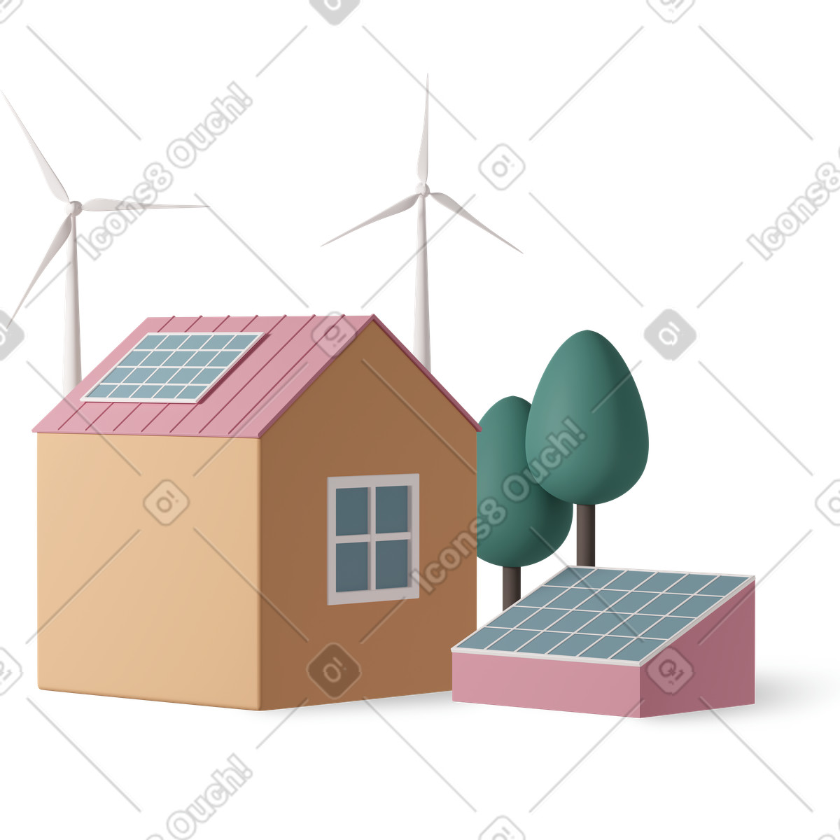 Solar panels illustration in PNG, SVG