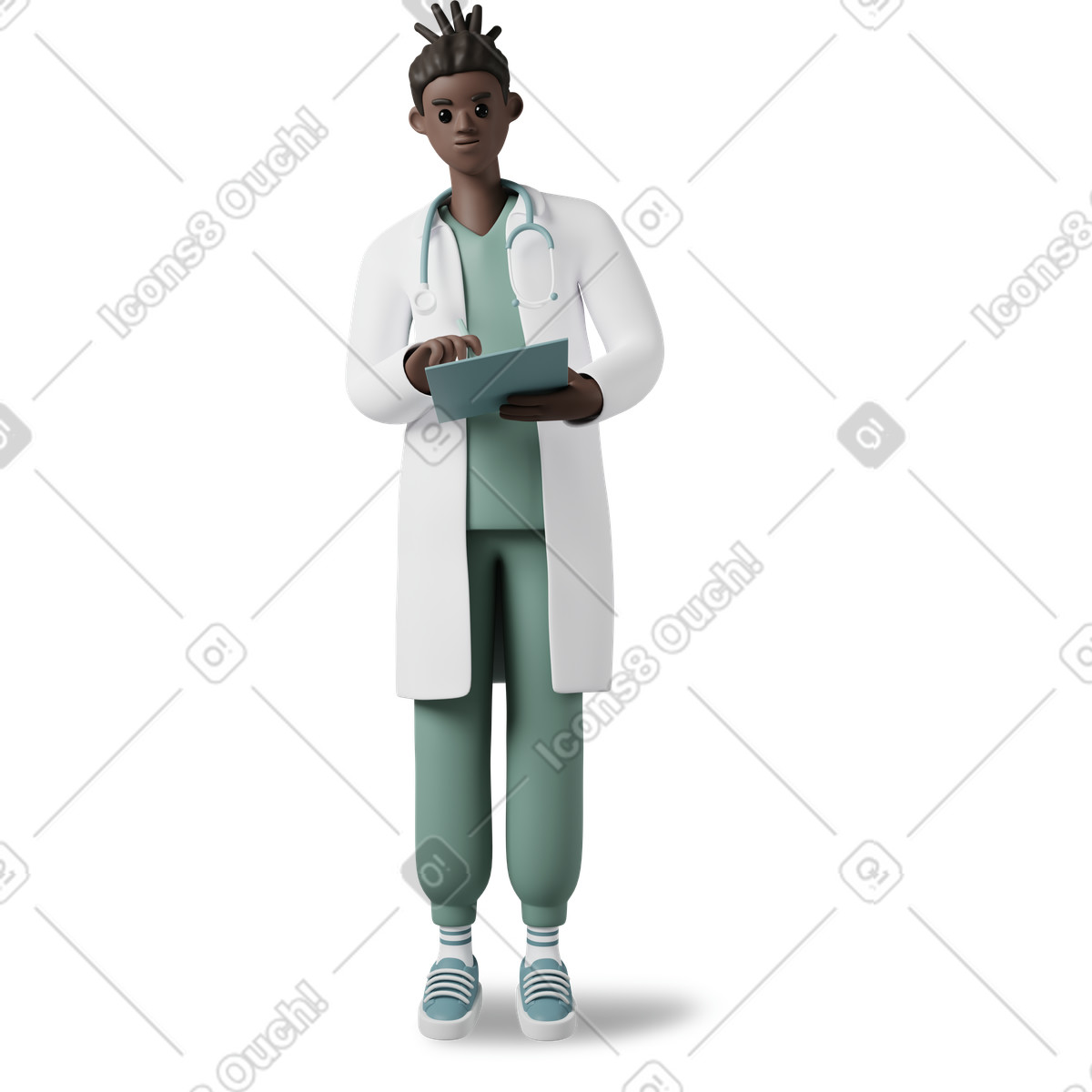 Young doctor man illustrazione in stile 3D Casual life scarica in PNG, SVG