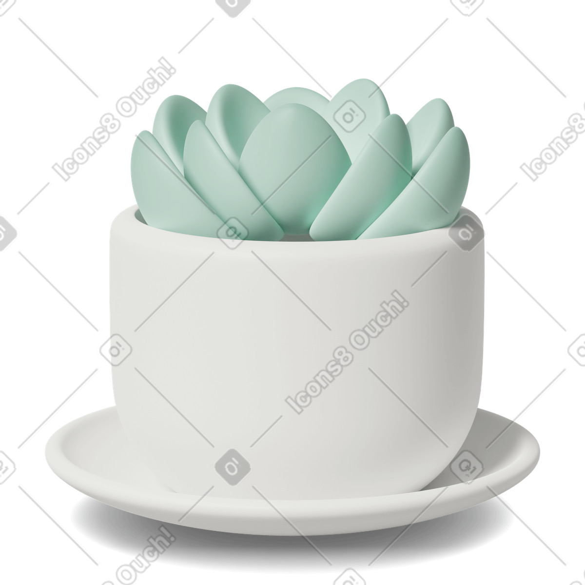 Succulent in pot illustration 3D Casual life style download PNG, SVG