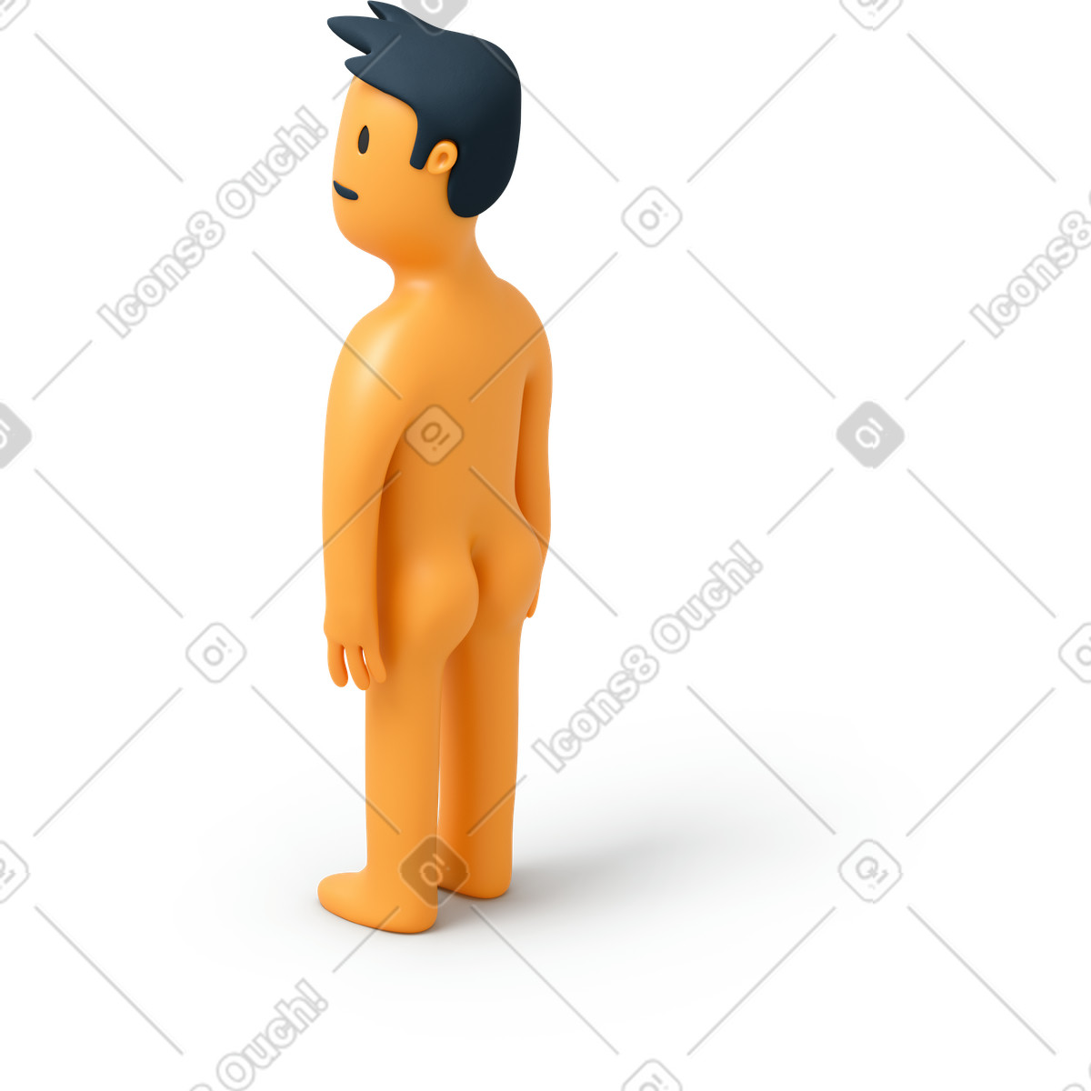 3D Flame スタイルの 裸の黄色い肌の男 のイラストをPNG、SVG形式でダウンロード