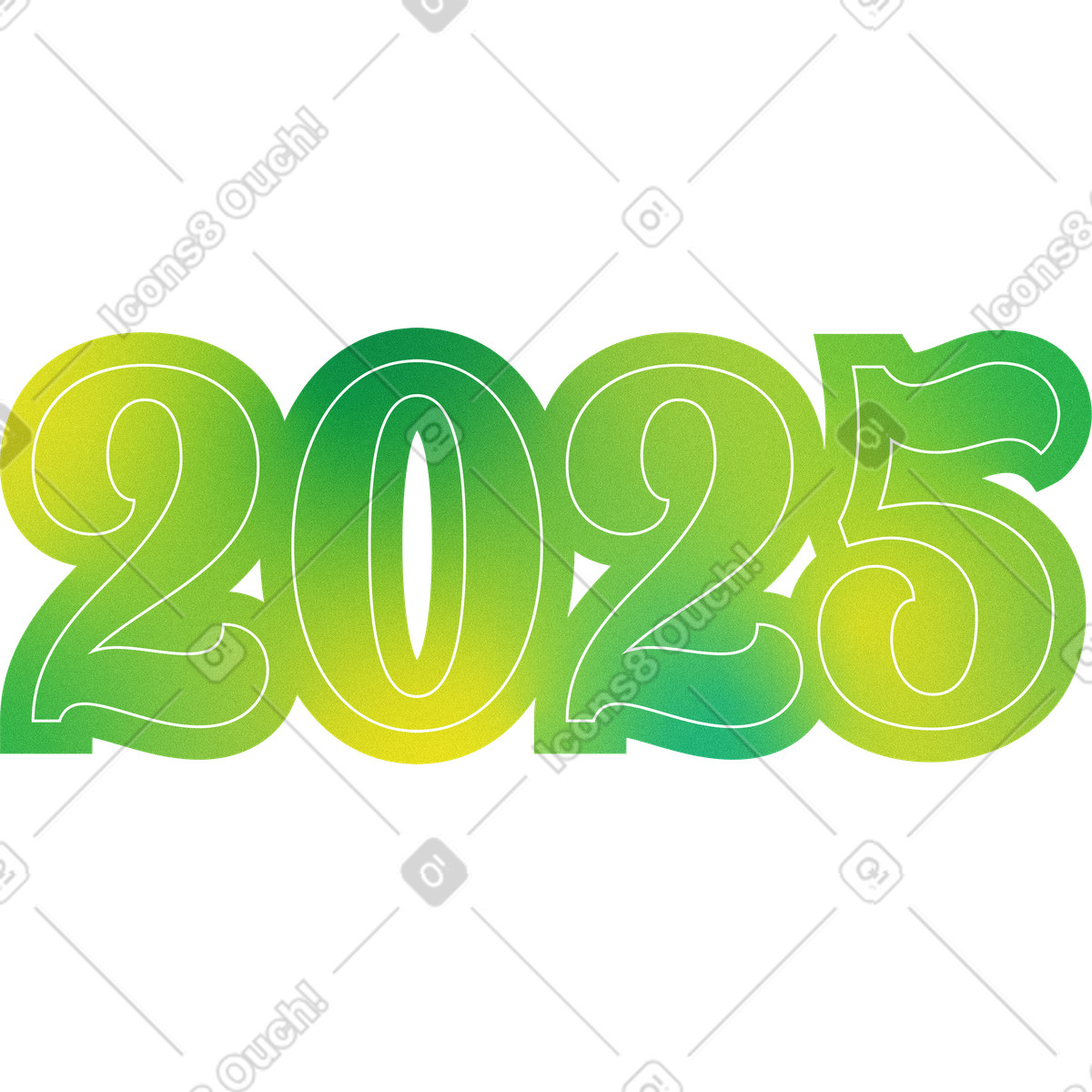 下载 Lettering 风格的 2025 年 数字 绿色 插画，支持 PNG、SVG 格式