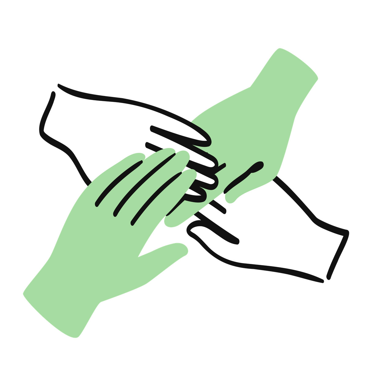 Ilustración Hands stacked together symbolizing teamwork unity and mutual support en estilo Organic a descargar en PNG y SVG