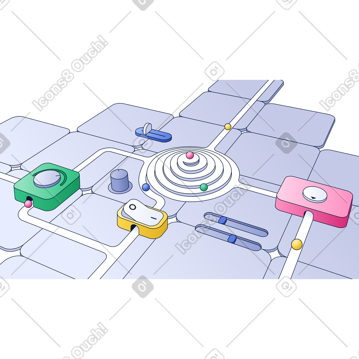 Abstract platform with controllers and buttons illustration in Neat style download in PNG, SVG
