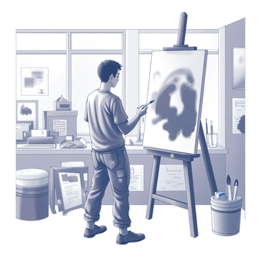 An artist expressing emotions through abstract graphic illustration