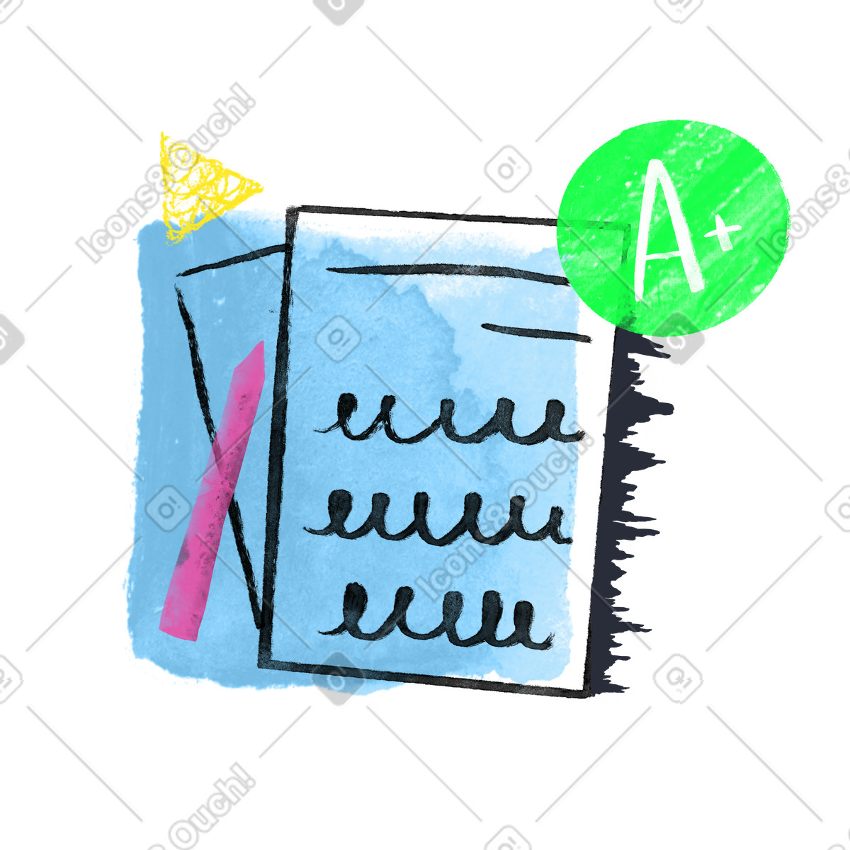 Marked assignment papers illustration in Inky style download in PNG, SVG