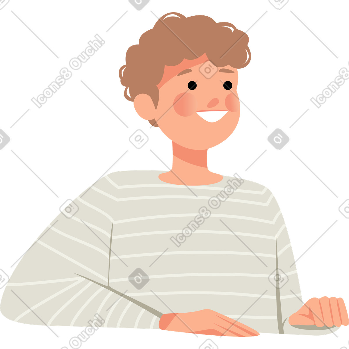 Illustration Le gars souriant au pull rayé dans style Lagom à télécharger aux formats PNG, SVG