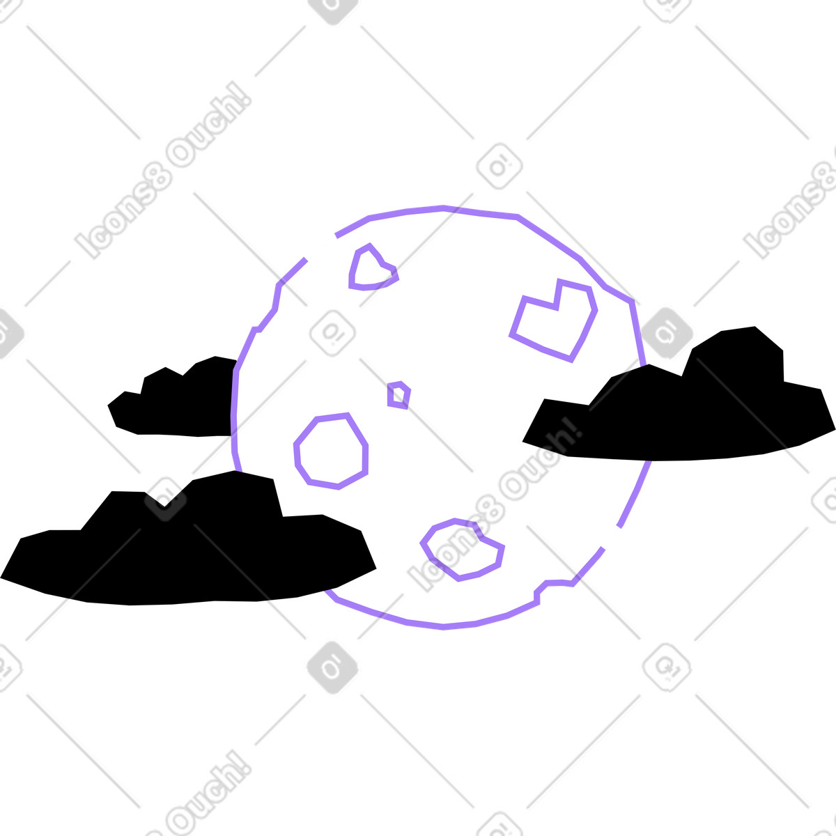 Full moon with clouds illustration in Amethyst style download in PNG, SVG