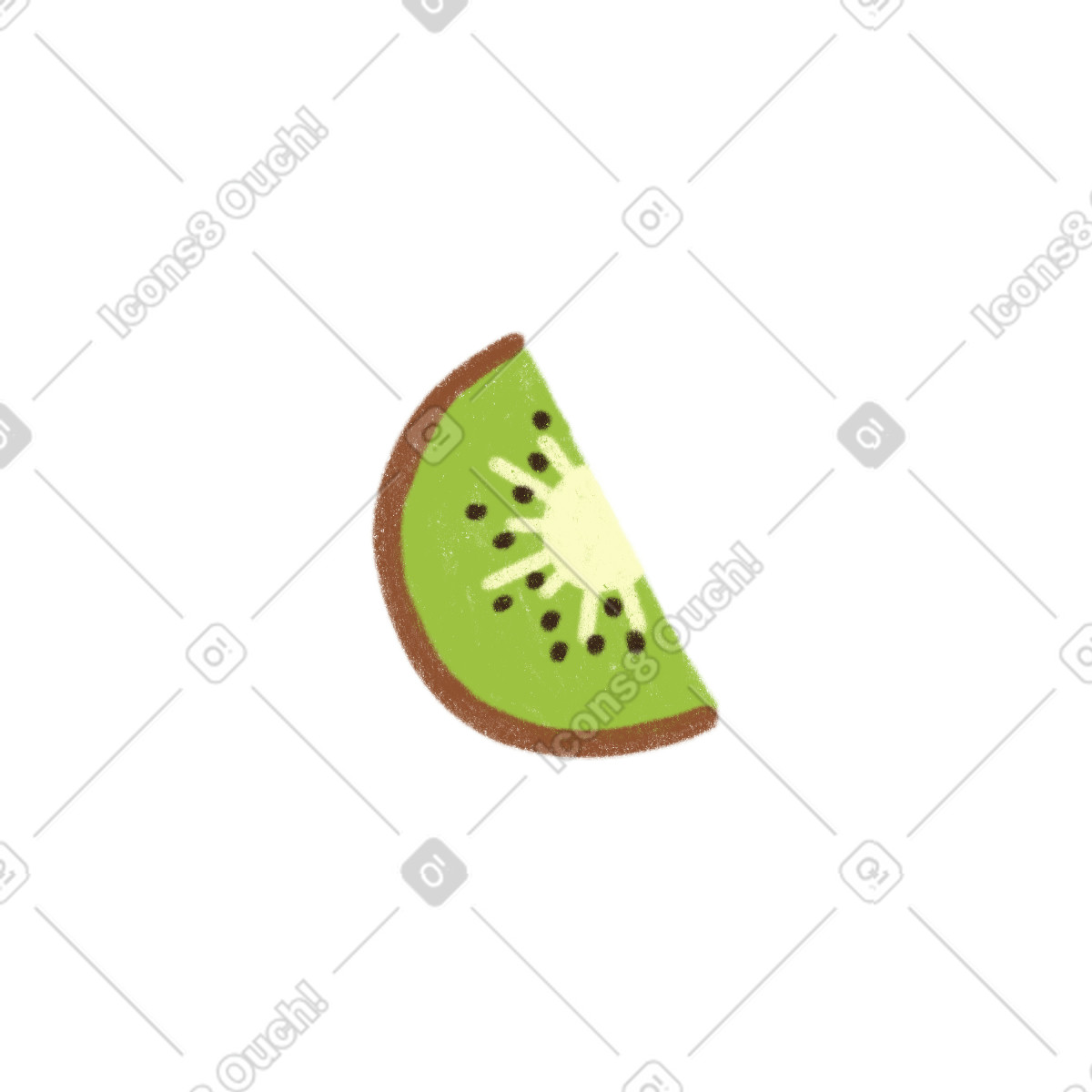 Kiwi piece illustrazione in stile Cozy scarica in PNG, SVG